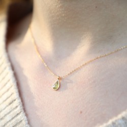 Green light tourmaline (rosecut) - Necklace (short) - Collier tourmaline (vert clair)