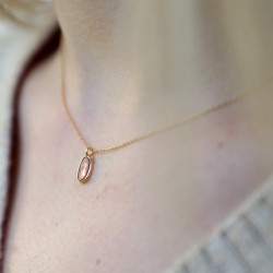 Pink light/nude tourmaline (rosecut) - Necklace (short) - Collier tourmaline (rose clair/nude)