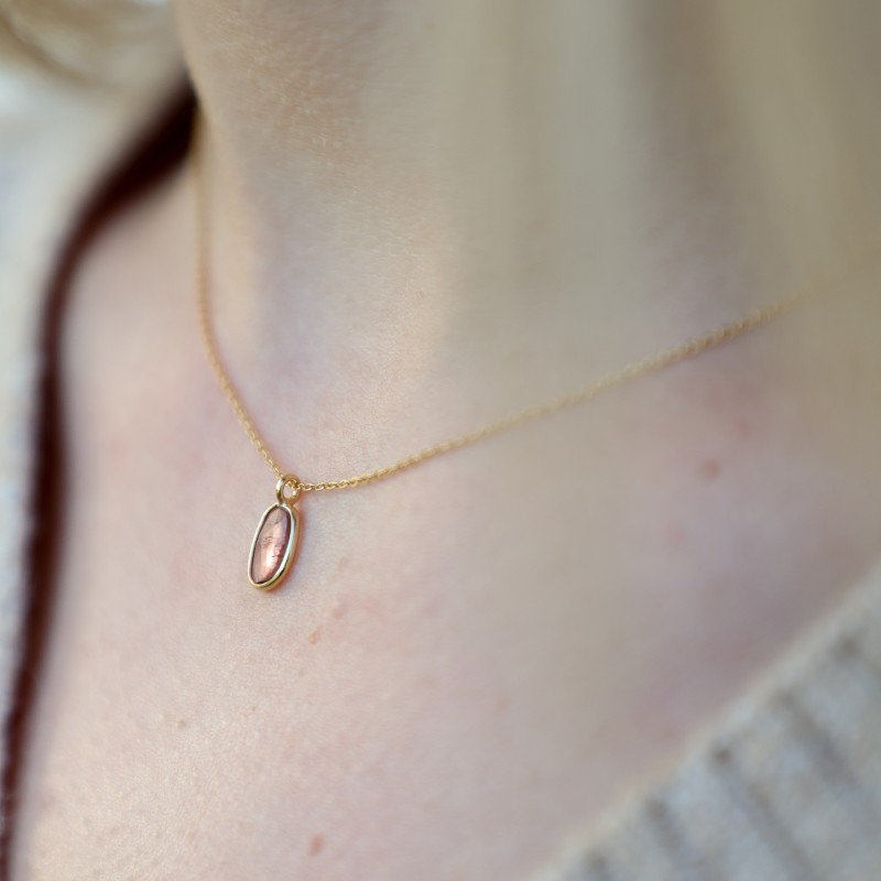 Pink light/nude tourmaline (rosecut) - Necklace (short) - Collier tourmaline (rose clair/nude) Pink light/nude tourmaline (rosecut) - Necklace (short) - Collier tourmaline (rose clair/nude)