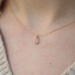 Pink light/nude tourmaline (rosecut) - Necklace (short) - Collier tourmaline (rose clair/nude)