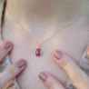 Pink dark/rasperry tourmaline (rosecut) - Necklace (short) - Collier tourmaline (rose foncé/framboise)