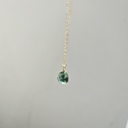 Green dark/moss green tourmaline (rosecut) - Necklace (short) - Collier tourmaline (vert foncé/vert mousse)