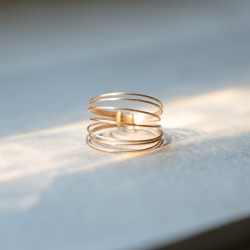 Bague multi-rangs  - Modèle Freya - Gold filled "Or laminé" (585/1000) - Bague 7 tours (semainier)