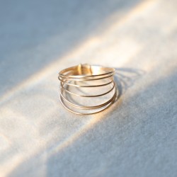 Bague multi-rangs  - Modèle Freya - Gold filled "Or laminé" (585/1000) - Bague 7 tours (semainier)