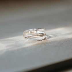 Bague multi-rangs  - Modèle Freya - Argent 925 (argent recyclé) - Bague 7 tours (semainier)