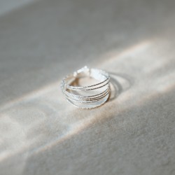 Bague multi-rangs  - Modèle Freya - Argent 925 (argent recyclé) - Bague 7 tours (semainier)