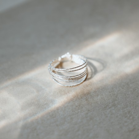 Bague multi-rangs  - Modèle Freya - Argent 925 (argent recyclé) - Bague 7 tours (semainier)