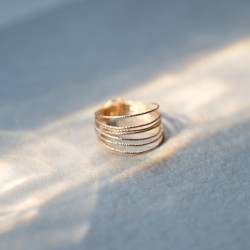 Bague multi-rangs  - Modèle Freya - Gold filled "or laminé" (585/1000) - Bague 7 tours (semainier)
