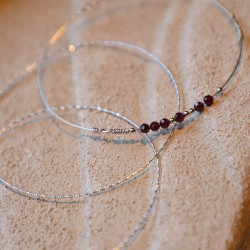 Set 3 joncs Semainier - Modèle "Merry Grenat" - Argent 925/1000