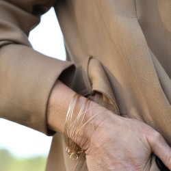 Set de 3 bracelets Joncs Semainier - Modèle Big Sunshine N°2 - Gold filled "or laminé" (585/1000)