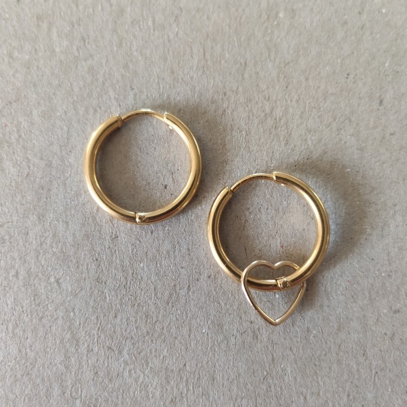 Créoles Amourette Acier doré et Gold filled "or laminé"