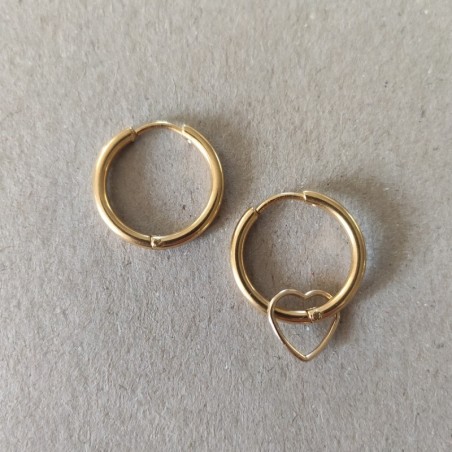 Créoles Amourette Acier doré et Gold filled "or laminé"