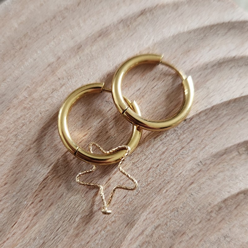 Créoles - Modèle Starlette scintillante gold filled "or laminé" (585/1000)