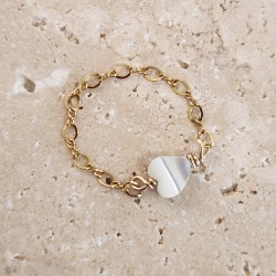 Bague chaine Mon Petit Coeur - Nacre