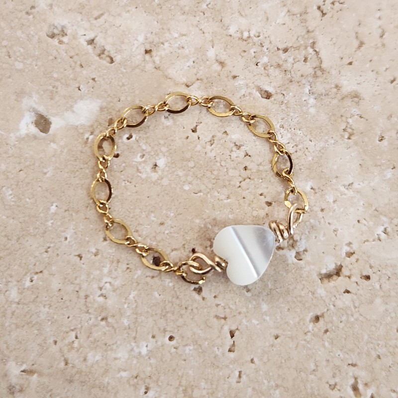 Bague chaine Mon Petit Coeur - Nacre