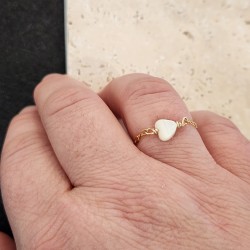 Bague chaine Mon Petit Coeur - Nacre