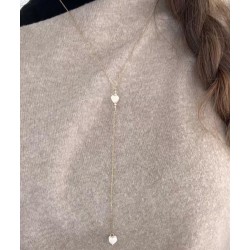 Collier long cravate - Mon petit coeur - Gold filled " or laminé" (585/1000) - nacre