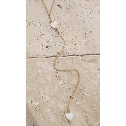 Collier long cravate - Mon petit coeur - Gold filled " or laminé" (585/1000) - nacre