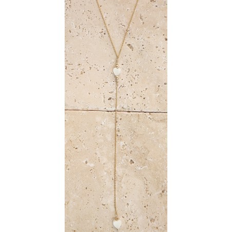 Collier long cravate - Mon petit coeur - Gold filled " or laminé" (585/1000) - nacre