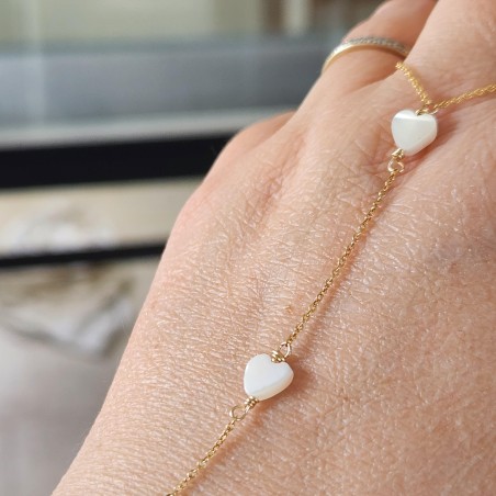 Chaine de main Mon petit coeur - Gold filled "or laminé" (585/1000) - Nacre