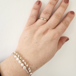 Duo Jonc pavé tressé - perle de culture - Modèle Hina - Argent