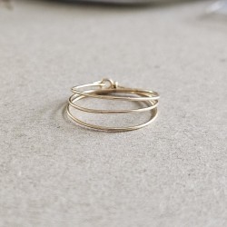 Bague design trois rangs or lamine resistant a l eau