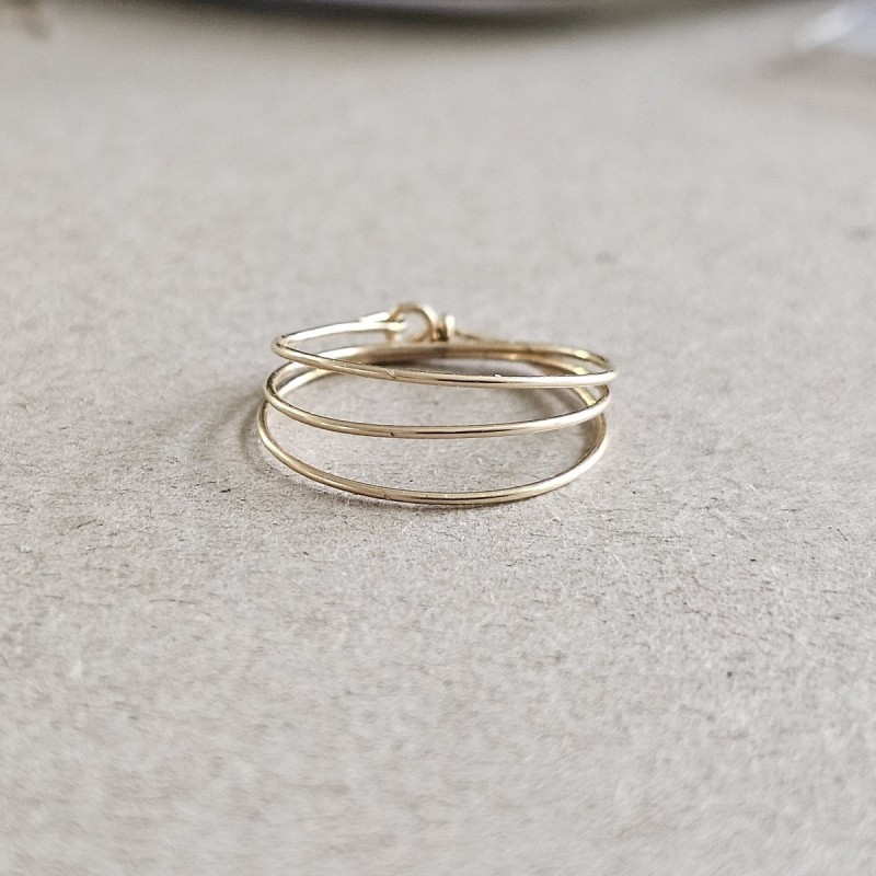 Bague design trois rangs or lamine resistant a l eau