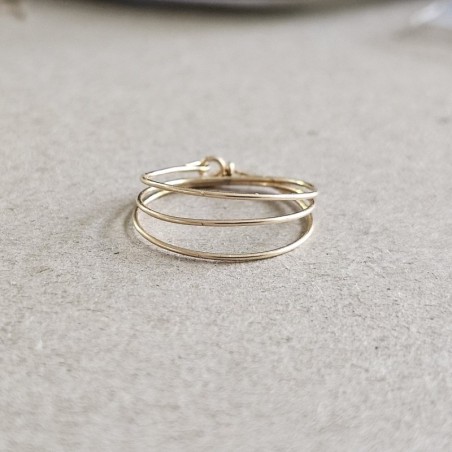 Bague design trois rangs or lamine resistant a l eau