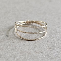 Bague triple tour Star en Or laminé Gold Filled 14K au fil scintillant diamanté