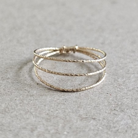 Bague triple tour Star en Or laminé Gold Filled 14K au fil scintillant diamanté