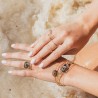 Ensemble de bijoux créateurs bagues fines empierrées et ornées et de joncs Labradorite et Grenat