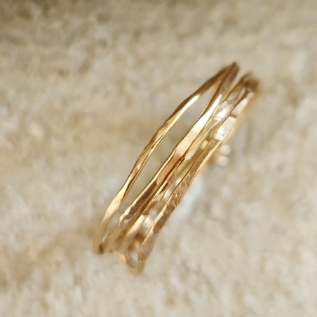 Bague martelée 4 tours Gold Filled 14K | Éclats Nomades