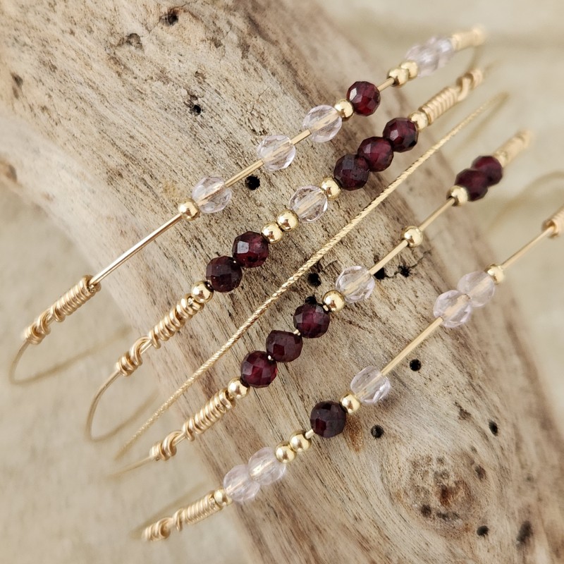 Blossom | Set 5 joncs Gold Filled 14k & pierres fines | Éclats Nomades